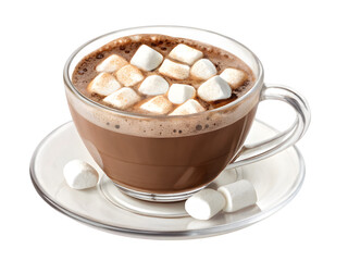 Warm mug of hot chocolate topped with fluffy marshmallows