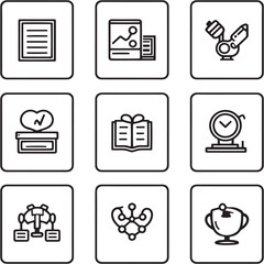 Flashcards black Line Editable Icons set