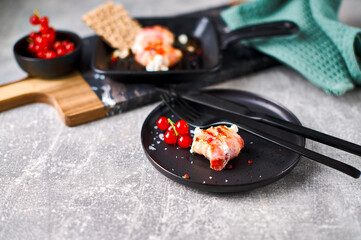 Bacon-wrapped fried goat cheese