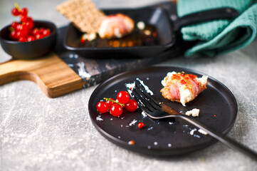 Bacon-wrapped fried goat cheese