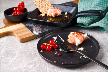 Bacon-wrapped fried goat cheese