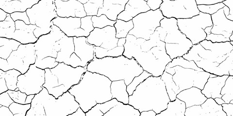 black and white dust and cracked concrete wall Texture pattern design element white background.
