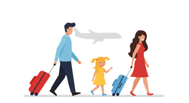 Family shopping with bags vector illustration