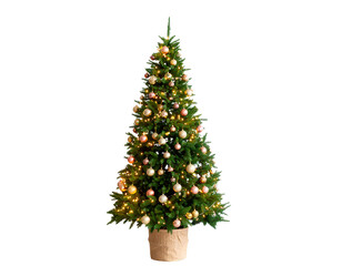Cute Christmas tree isolated on a transparent background.
