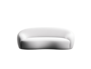 Elegant white modern sofa with curved minimalistic design