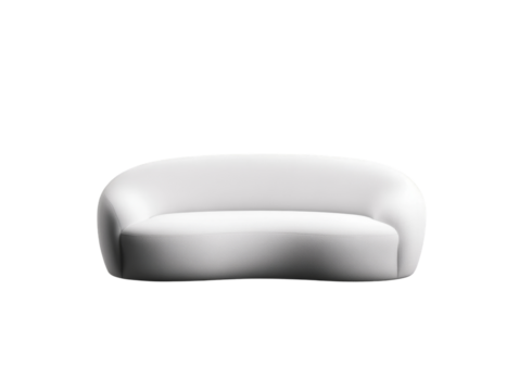 Elegant white modern sofa with curved minimalistic design - Powered by Adobe