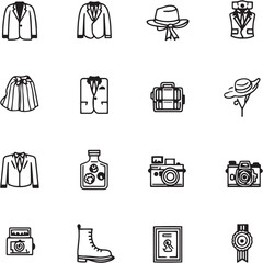 Fashion Badge black Line Editable Icons set