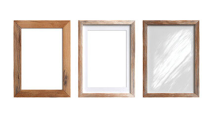 Fototapeta premium Three empty wooden picture frames
