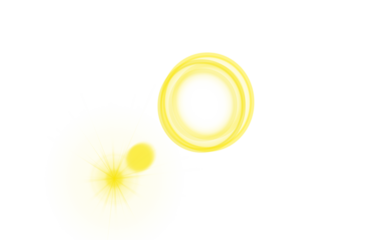 Yellow glowing ring and orb abstract PNG on white background