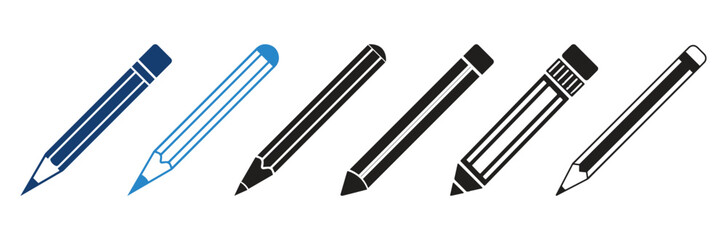 Pencil icon flat design set. isolated Vector illustration