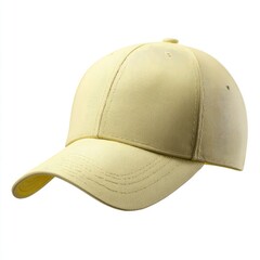 Fototapeta premium Yellow Baseball Cap Front View on White Background