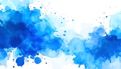 Blue Watercolor Splashes Background.