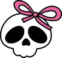 skull with bow