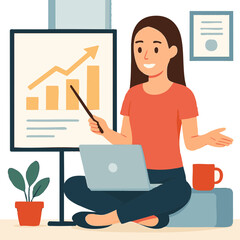 business woman work form home, business woman with laptop, business woman working on laptop,