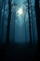 Fototapeta premium Mysterious Dark Forest Under Moonlight