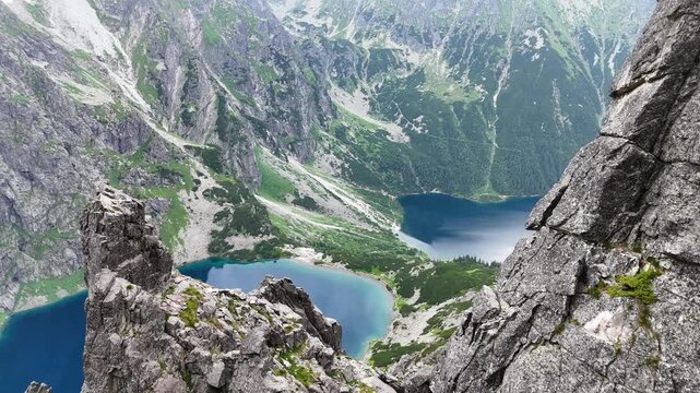 Majestic Peaks Rising Above Morskie Oko and Czarny Staw lakes in Tatras, Poland