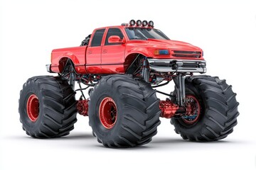 Cartoon Monster Truck. Fun Off-Road Racing with Big Red Monster Truck