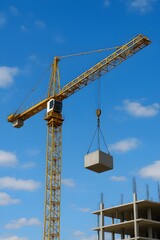 Construction Site Crane Lifting Load