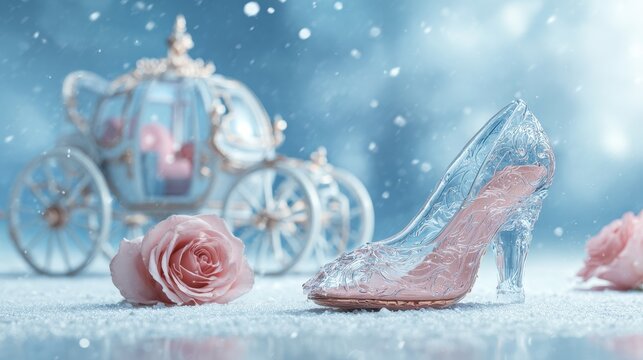 Cinderella Background. Prince Charming, Fairy Tale Princess, Glass Slipper Love Story
