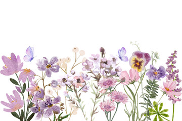Watercolor flowers garden background vector for design.