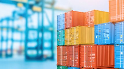 Fototapeta premium Efficient supply chain management drives digital transformation logistics with colorful shipping containers stacked warehouse
