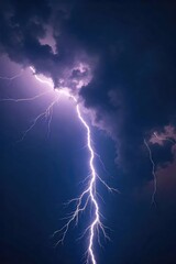 Fototapeta premium Breathtaking Thunderstorm Dramatic Dark Clouds, Intense Lightning Illuminates the Night Sky, showcasing natures raw power and atmospheric wild weather.