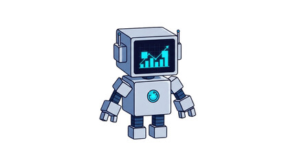 Obraz premium Cartoon Robot with Stock Market Graph