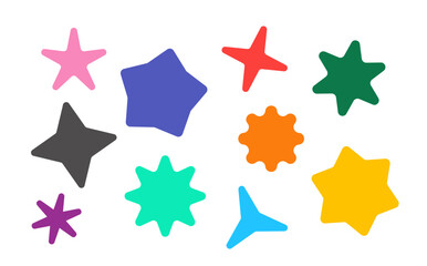 Stars vector set in different shapes and colors