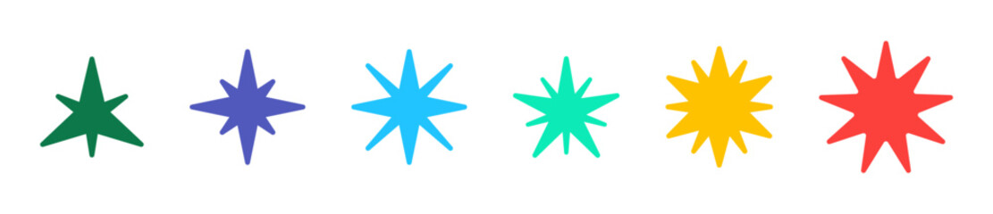 Stars vector set in different shapes and colors