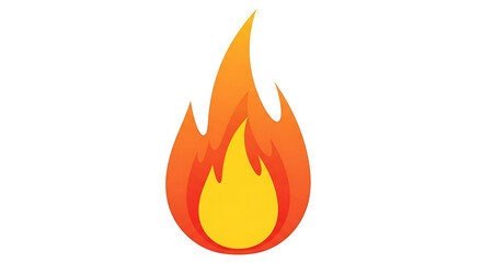 Stylized fire flame illustration. A cartoon bonfire icon on a white background, a powerful symbol of heat, danger, intense energy, and creative passion.