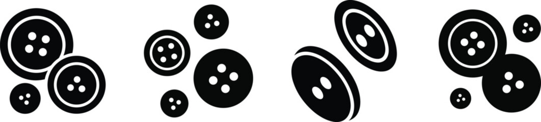 Fototapeta premium Vector Button Icons Set – Sewing Buttons Silhouette Illustration