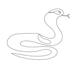Snake tattoo sticker logotype cartton simple minimalist icon continuous one line drawing outline vector illustration	