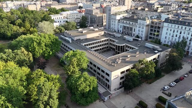 Aerial shot of UMFC Chopin University of Music in Warsaw, Poland