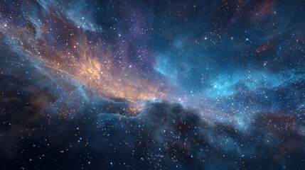 Vast Cosmic Nebula Illuminated by Twinkling Stars in the Depths of Space.