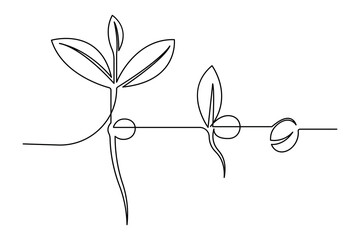 Growth plant one line art minimalist drawing vector design