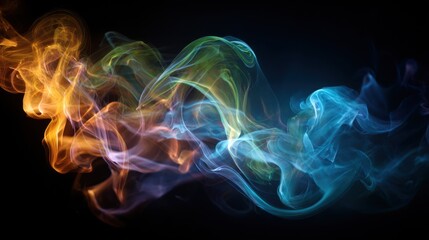 Obraz premium Swirling Multicolored Smoke Tendrils in Dark Abstract Space.