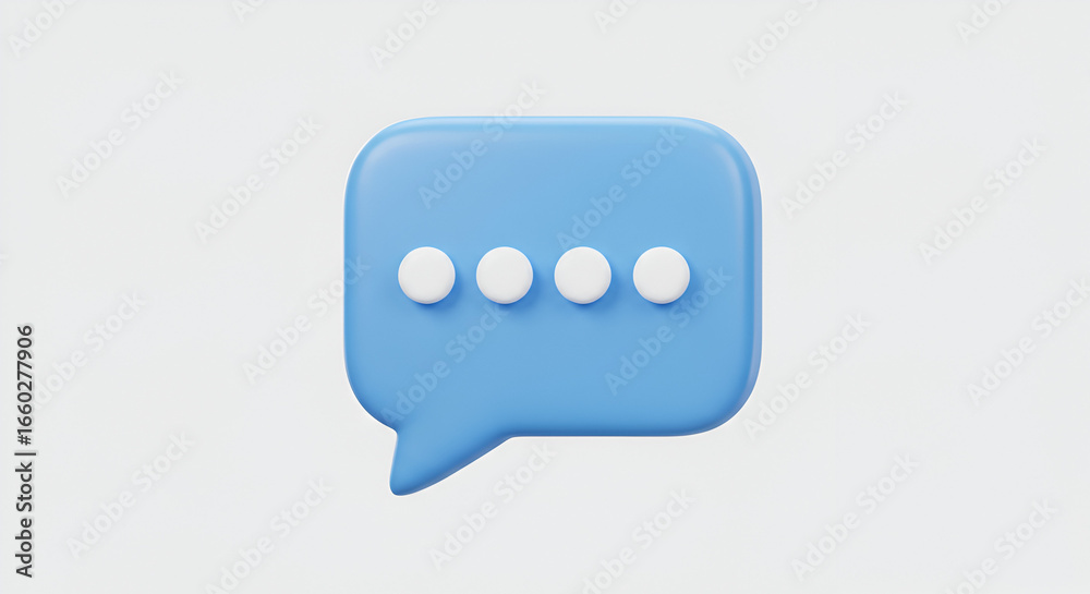 Wall mural 3d rendering of a blue speech bubble with dots representing a loading message