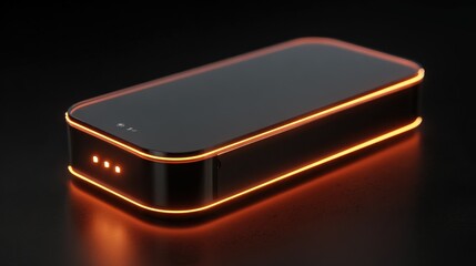 Modern minimalist communication device with sleek rectangular design and glowing edges.
