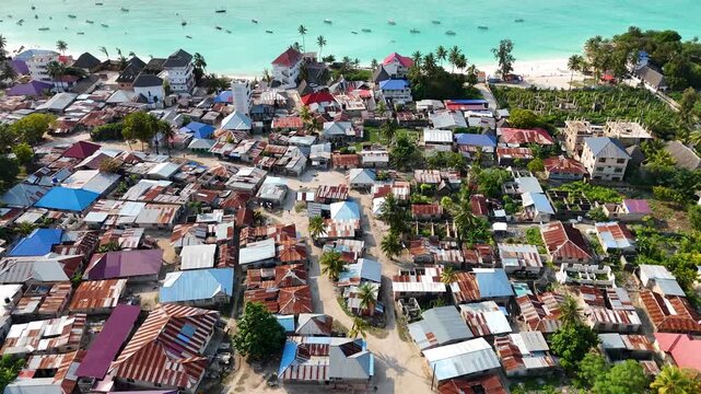 Aerial view of Nungwi village in Zanzibar, Tanzania