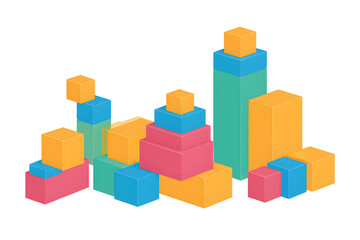 Geometric Blocks Composition: Abstract building block arrangements, featuring vibrant blocks in playful compositions, offering a fresh perspective on simple forms.
