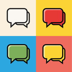 Colorful speech bubbles representing communication and dialogue against vibrant backgrounds, symbolizing conversation and interaction in a modern, playful style.