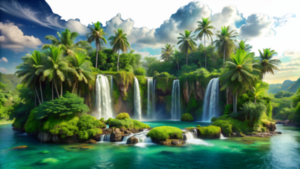 waterfall in tropical forest