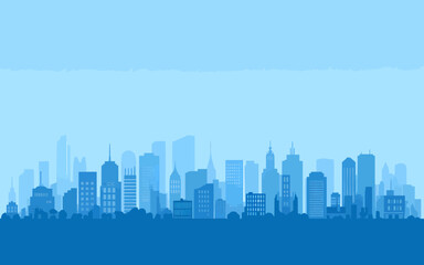 Obraz premium Minimalist cityscape illustration with geometric buildings