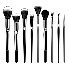 set of brushes for make up girl makup brush vector icon illustration 