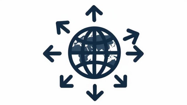 Clean Vector Icon Illustrating Global Network and Connection with Arrows Pointing Outward
