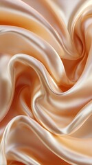 Obraz premium Smooth silk dress surface reflecting soft light, showcasing elegant folds and gentle sheen in a warm peach hue