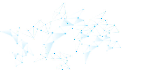 Obraz premium Blue white abstract polygon connection mesh digital technology futuristic communication high tech concept dots lines connect network background. 