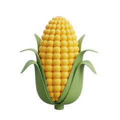 Obraz premium Vibrant corn cob rendered in detailed 3D showcases the beauty of agriculture production