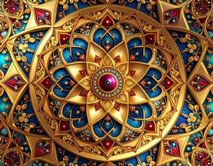 Obraz premium Golden Ornamental Mandala 金色 華麗な曼荼羅