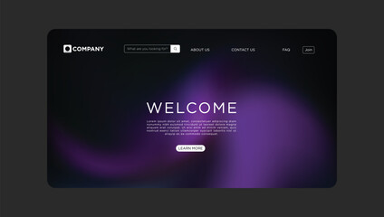 Modern website landing page design with welcome message and call to action